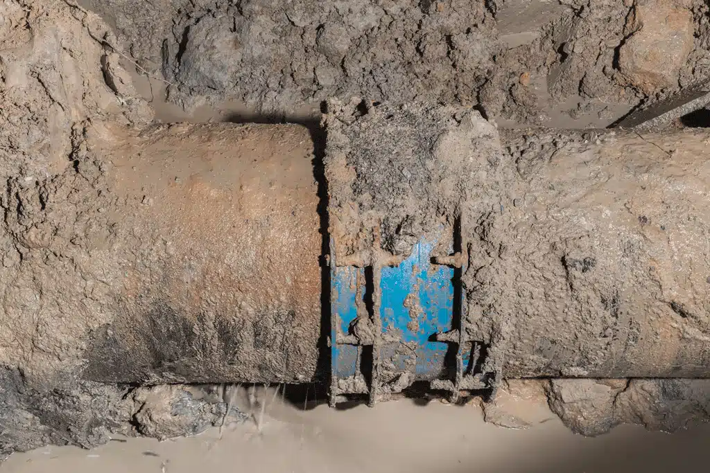 blue-pipe-covered-in-mud-sewer-line-repair-replacement-dallas-tx-frisco-tx-plano-tx