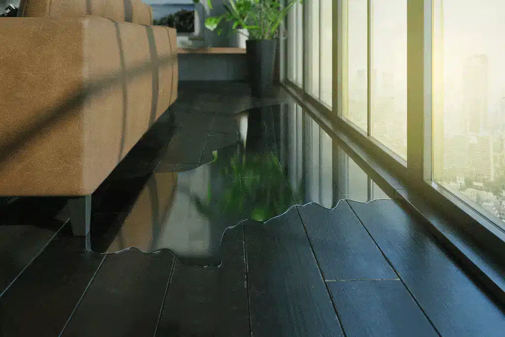 water-leak-on-floor-behind-couch-emergency-plumber-plano-tx-dallas-tx