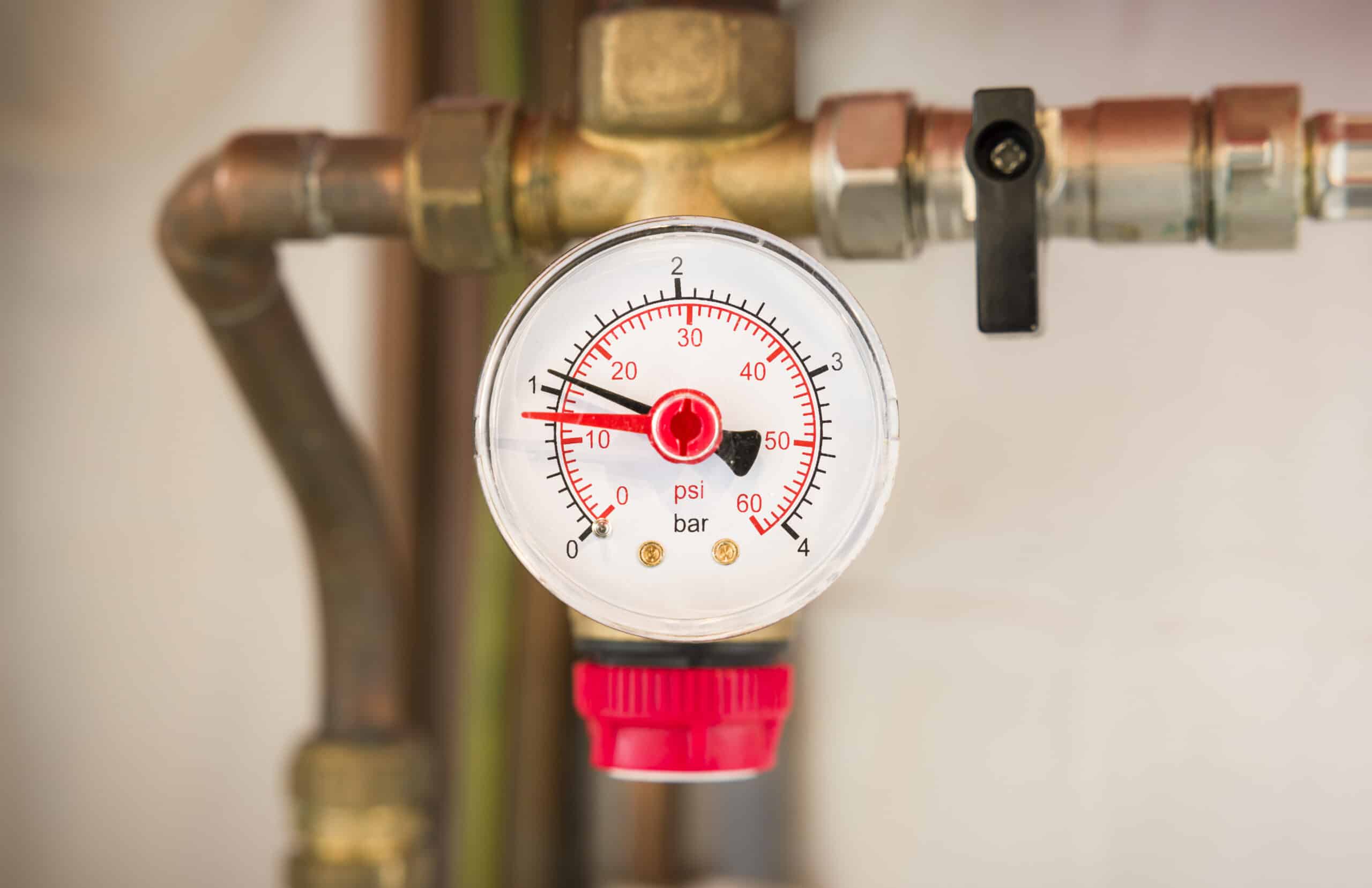 Pressure reducing valve protects fixtures from surges.