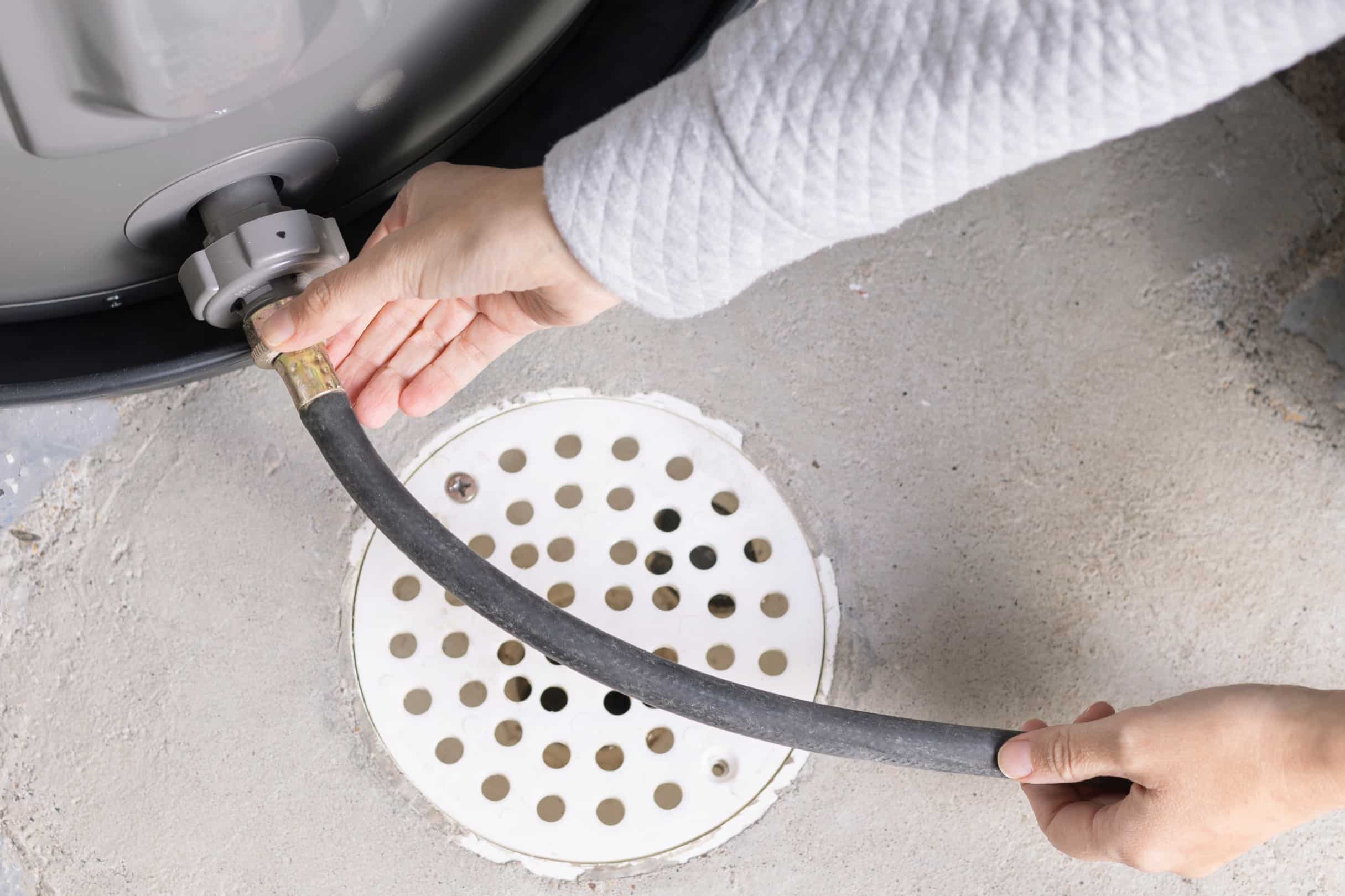 Water heater and floor drain installation.
