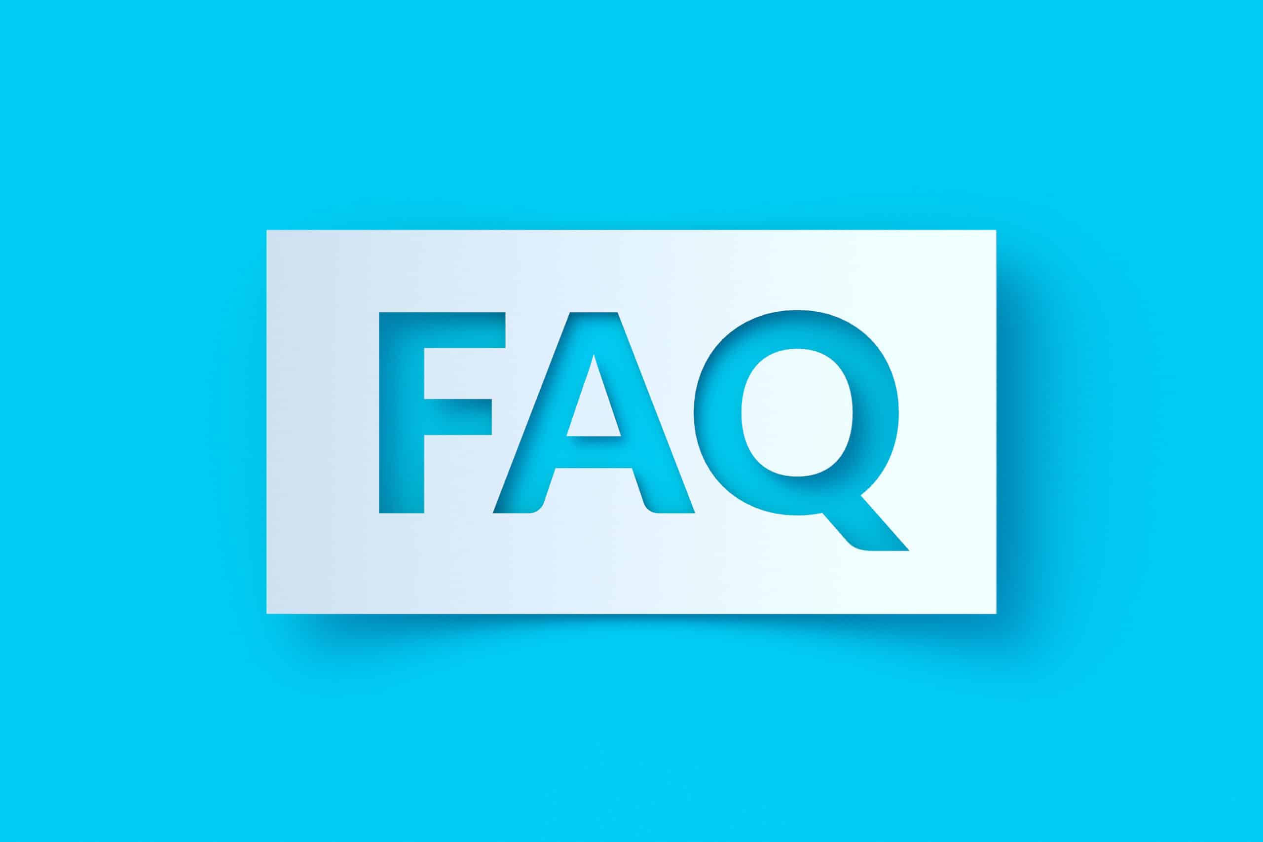 FAQ word cut out of paper. Frequently asked questions, Battery Backup Pump.